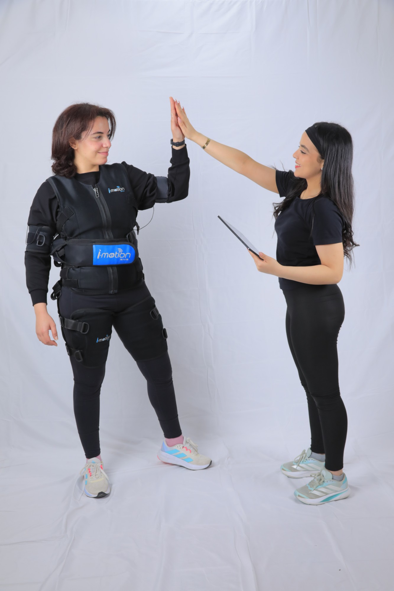 Coach and client high five
